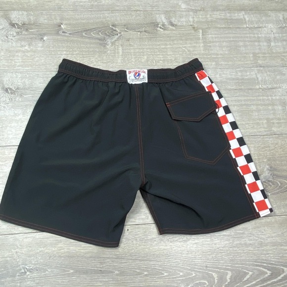 Birdwell Shorts Mens Large Black Grateful Dead Checkerboard Swim Trunks - Picture 3 of 8